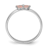 Sterling Silver RH-plated Polished Pink Enameled Butterfly Children's Ring - QR-CCD63EB5-4323