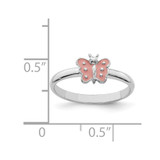 Sterling Silver RH-plated Polished Pink Enameled Butterfly Children's Ring - QR-CCD63EB5-4323