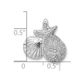 Sterling Silver Rh-plated Polished Starfish,Sand Dollar & Shell Chain Slide