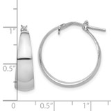 Sterling Silver RH-plated Polished Tapered Round LG Hoop Earrings - QE-0D9F3D7E-6534