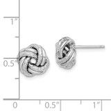 Sterling Silver RH-plated Polished/Textured Love Knot Post Earrings