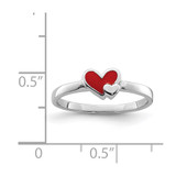 Sterling Silver RH-plated Red Enameled Double Heart Children's Ring - QR-631079C9-3468