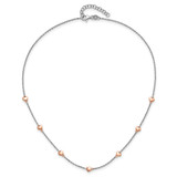 Sterling Silver RH-plated Rose gold-pltd 7-Heart 1.5in ext. Necklace