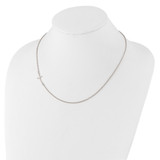 Sterling Silver Rh-plated Small Off-Set Sideways Curved Cross Necklace - QG-04FD49E4-4314