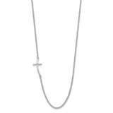 Sterling Silver Rh-plated Small Off-Set Sideways Curved Cross Necklace - QG-2DAAE3D8-4913