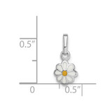 Sterling Silver RH-plated White & Yellow Enamel Daisy Children's Pendant