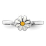 Sterling Silver RH-plated White & Yellow Enameled Daisy Children's Ring - QR-148AD6AB-2741