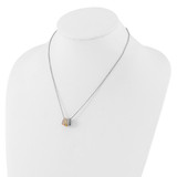 Sterling Silver RH-plated Yell/Rose-tone Glitter Fabric w/2in ext Necklace