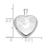 Sterling Silver Rh-plated YOU ARE MY SUNSHINE 16mm Heart Locket