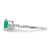 Sterling Silver Rh-plated-plated  1.0EM Emerald and .12WT White Topaz Ring - QR-718AF9C1-9043