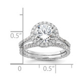 Sterling Silver Rh-plt 11mm CZ Halo Engagement/Eternity Band 2 Ring Set - QR-144AB078-3726