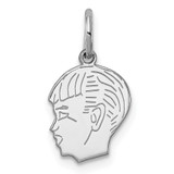 Sterling Silver Rh-plt Engraveable Boy Disc Charm Polish on Front/Back - QM-C3C553C3-5685