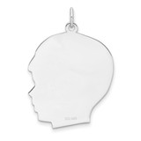 Sterling Silver Rh-plt Engraveable Boy Disc Charm Polish on Front/Back - QM-E25C4E2A-7802