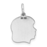Sterling Silver Rh-plt Engraveable Girl Disc Charm Polish on Front/Back - QM-41369CD7-1815