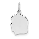 Sterling Silver Rh-plt Engraveable Girl Disc Charm Polish on Front/Back - QM-4B0FC810-3610