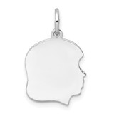 Sterling Silver Rh-plt Engraveable Girl Disc Charm Polish on Front/Back - QM-4EDD6C12-6934