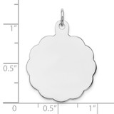 Sterling Silver Rh-plt Engraveable Polished Front/ Back Disc Charm