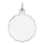 Sterling Silver Rh-plt Engraveable Polished Front/Satin Back Disc Charm - QM-8907A03F-4256