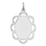 Sterling Silver Rh-plt Engraveable Polished Front/Satin Back Disc Charm - QM-B2BD68E6-4396