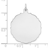 Sterling Silver Rh-plt Engraveable Polished Front/Satin Back Disc Charm - QM-FCCD2F7F-5231