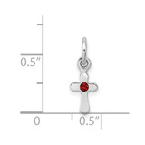 Sterling Silver RH-pltd Child's Jan Red Preciosca Crystal Cross Pendant