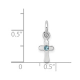 Sterling Silver RH-pltd Child's Mar Lt Blue Preciosca Crystal Cross Pendan