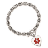 Sterling Silver RH-pltd Engraveable Enamel Heart Medical ID Bracelet - XS-FC76CE69-9962