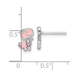 Sterling Silver RH-pltd Pink CZ & Enamel Dinosaur Children's Post Earrings