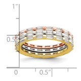 Sterling Silver Rose & Gold-tone Baguette CZ Eternity 3 Band Set - QR-15D59140-9535