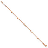 Sterling Silver Rose Gold-plated Heart CZ Infinity w/.5in ext. Bracelet