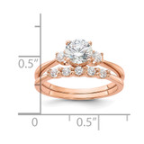 Sterling Silver Rose Gold-Plated Polished CZ Engagement Ring and Band Set - QR-218D8075-9212
