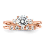 Sterling Silver Rose Gold-Plated Polished CZ Engagement Ring and Band Set - QR-E8ED9814-1967