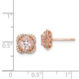 Sterling Silver Rose Gold-plated Polished Pink Crystal & CZ Post Earrings