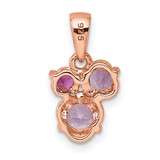 Sterling Silver Rose Gold-plated Polished Round Amethyst, Pink Quartz and Rhodolite Garnet Pendant