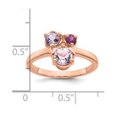 Sterling Silver Rose Gold-plated Polished Round Amethyst, Pink Quartz and Rhodolite Garnet Size 7 Ring