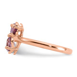 Sterling Silver Rose Gold-plated Polished Round Amethyst, Pink Quartz and Rhodolite Garnet Size 8 Ring