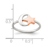 Sterling Silver Rose Tone Moon & Star Ring - QR-CB7F77B3-9431