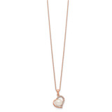 Sterling Silver Rose-tone 18k Flash Gold-plated 7-8mm Button Freshwater Cultured Pearl Heart 17 inch Necklace