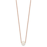 Sterling Silver Rose-tone 18k Flash Gold-plated 8-9mm White Near-Round Freshwater Cultured Pearl 18 inch Necklace