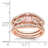 Sterling Silver Rose-tone 3 Piece Pink Crystal and CZ Ring Set - QR-C063AE39-1581