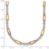 Sterling Silver Rose-tone and Gold-tone Polished 4.0mm Figaro Rope 18 Inch Necklace