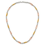 Sterling Silver Rose-tone and Gold-tone Polished 4.5mm Figaro Rope 18 Inch Necklace