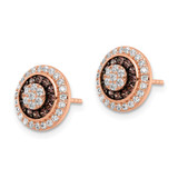 Sterling Silver Rose-tone Black Rhodium-plated CZ Fancy Post Earrings - QE-D32F612A-3095