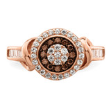 Sterling Silver Rose-tone Black Rhodium-plated CZ Fancy Ring - QR-7655BC24-4838