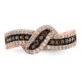 Sterling Silver Rose-tone Black Rhodium-plated CZ Fancy Ring - QR-BBFD1B0D-4382