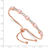 Sterling Silver Rose-tone Created Opal and CZ Adjustable Bracelet - QG-AA8E5A92-6515