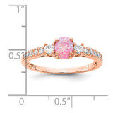Sterling Silver Rose-tone Created Pink Opal and CZ Ring - QR-1B46293E-2286