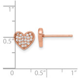 Sterling Silver Rose-tone Pav‚ CZ Heart Post Earrings
