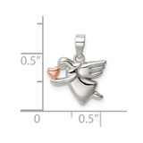 Sterling Silver Rose-tone Polished Angel Pendant