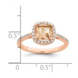 Sterling Silver Rose-tone Square Peach CZ Halo Ring - QR-1ED56539-4448